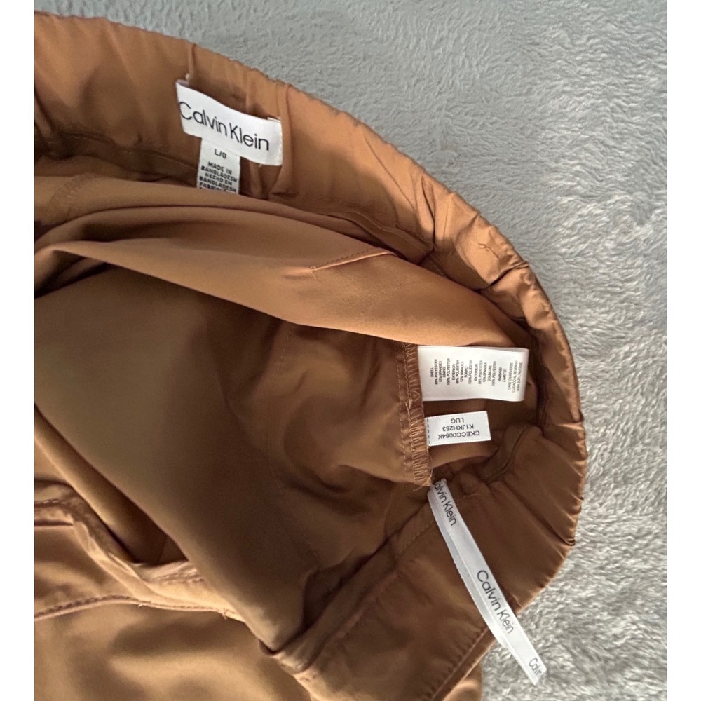 Calvin Klein Womens Camel Tan High Rise Tie Waist Cargo Tapered Pants L Large - Picture 7 of 8